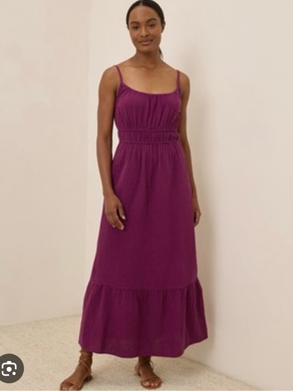 Pact coastal double gauze cornflower Blue Sleeveless Dress size M - Picture 3 of 5